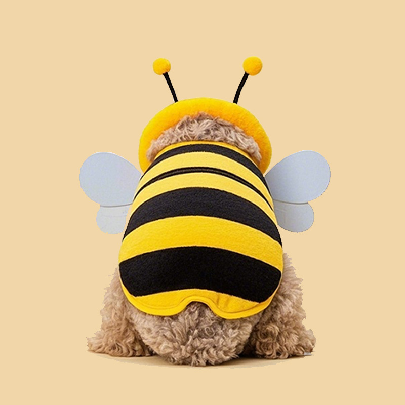 Bumblebee Dog Costume Striped Outfit with Wings and Antennae